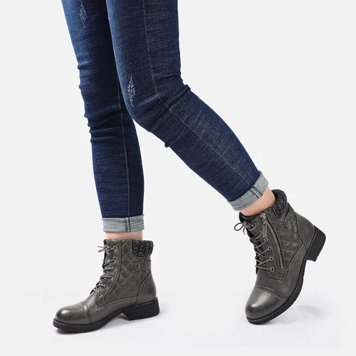 Miniatura 20 de STQ Botas de combate con cordones para mujer