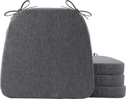 Miniatura 14 de Battilo - Cojines para sillas de comedor con lazos, almohadilla para silla de cocina para interiores y exteriores con respaldo antideslizante, cojín