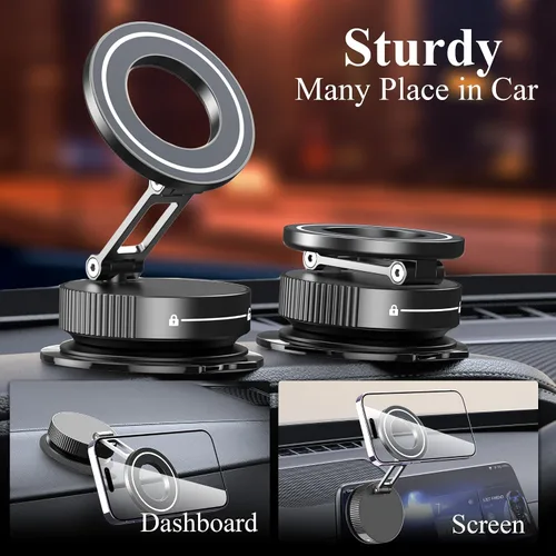 Miniatura 6 de Magsafe - Soporte magnético para teléfono al vacío para automóvil, cuerpo de metal, soporte de teléfono con succión al vacío, soporte plegable