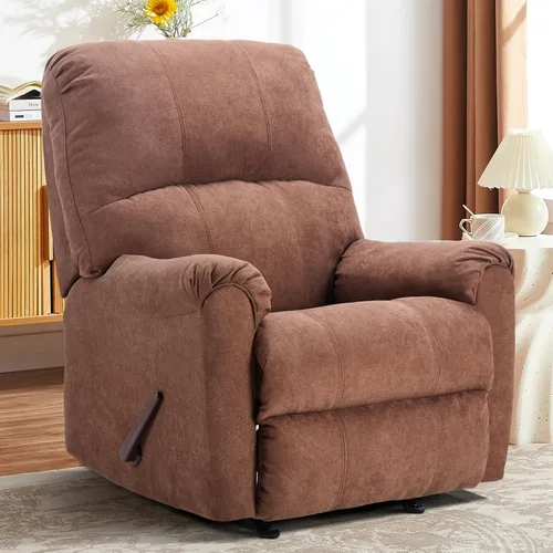CANMOV Silla Reclinable con Balancín para Adultos, Silla Reclinable Manual con Respaldo y Brazos Relajantes, Sofá Reclinable Suave de Tela Manual