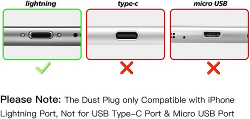 Miniatura 7 de 20 tapones antipolvo para iPhone 14, 14 Pro Max, 13, 13 Pro Max, 12, 12 Pro Max, 11, 11 Pro, X, XS, XR, 8, 7, iPhone Lightning puerto de carga