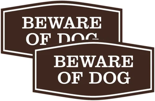 Miniatura 19 de All Quality Fancy Beware of Dog Letrero Material duradero Señales de seguridad para el hogar Fácil de instalar (negro/oro), mediano, 1 paquete