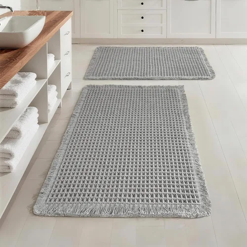 Miniatura 11 de Alfombras de Baño con Textura Waffle, Tapetes de Baño Bohemios Súper Absorbentes, Tapetes Antideslizantes para Ducha, para Piso de Baño y Bañera