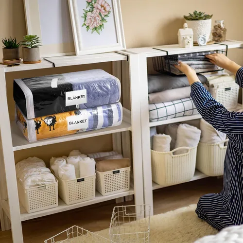 Miniatura 7 de Kenning Juego de 20 bolsas de almacenamiento de vinilo transparente con cremallera para organizador de sábanas, bolsas de plástico para suéter