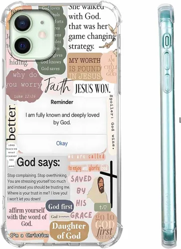 Miniatura 76 de Funda para Celular con Versículos de la Biblia, Colocación de Citas Cristianas de Jesús, Diseño Collage, Funda Protectora Suave de TPU de Moda