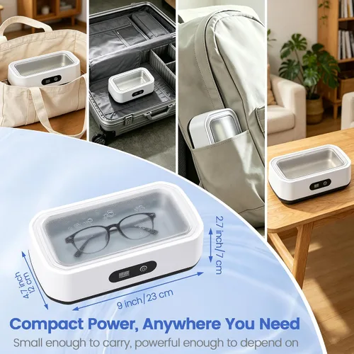 Miniatura 4 de Limpiador ultrasónico de joyas, máquina de limpieza ultrasónica de 49 KHz para joyas, gafas, anillos, correa de reloj, retenedor de dentaduras