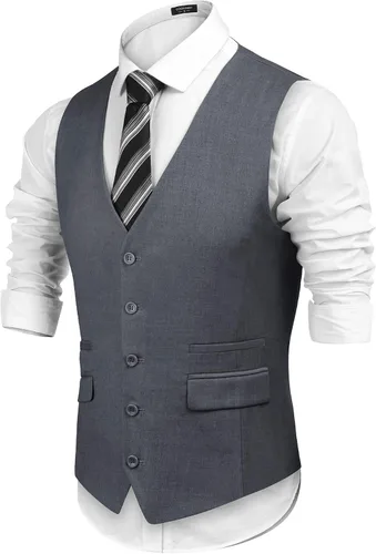 Miniatura 2 de COOFANDY Chaleco de traje de negocios para hombre chaleco ajustado para boda