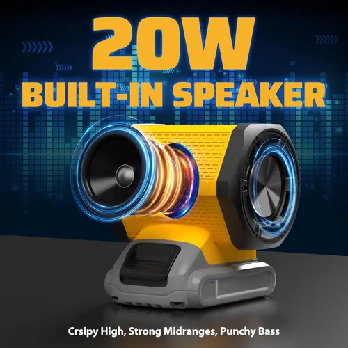 Miniatura 3 de Altavoz Bluetooth apto para batería DeWALT de 20 V Max con carga USB-A/C para campamento y fiestas (batería no incluida)