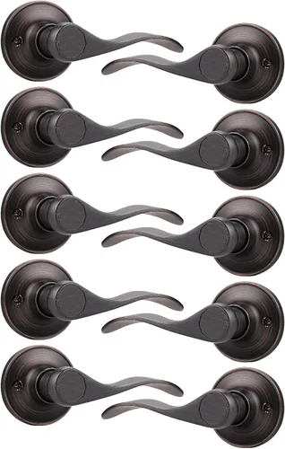Miniatura 28 de Probrico - Paquete de 2 manijas de puerta decorativas para puertas con apertura a la izquierda y derecha, estilo ondulado, con acabado de níquel