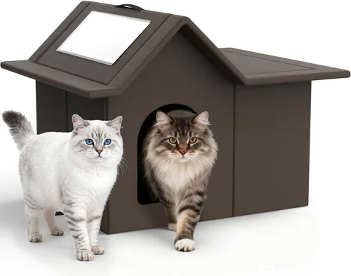 Miniatura 9 de Casa para gatos al aire libre, refugio resistente a la intemperie para mascotas, cama duradera para gatos al aire libre e interior, fácil montaje
