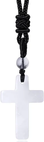 Miniatura 17 de XIANNVXI Collar puntiagudo con piedra de cristal curativo, cuerda negra ajustable, collar con colgante de piedras preciosas naturales, joyería