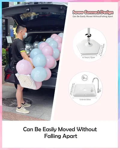 Miniatura 4 de YALLOVE Soporte de columna para globos, juego de 2 soportes para globos para decoración de fiesta de revelación de género (incluye globos)