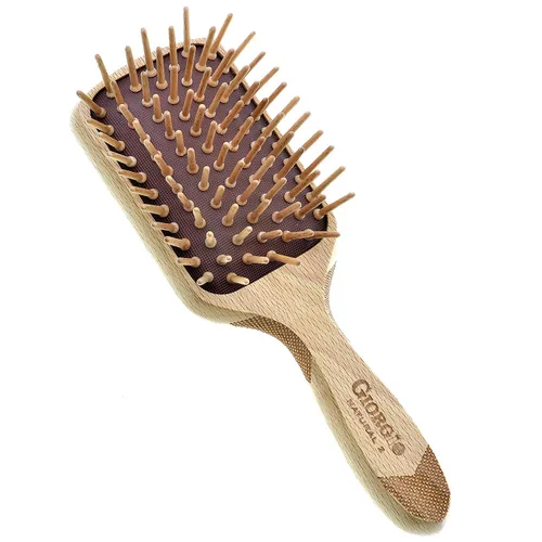 Giorgio Cepillo de pelo de cerdas de madera respetuoso con el medio ambiente, cepillo para desenredar pequeño y cepillo de crecimiento del cabello