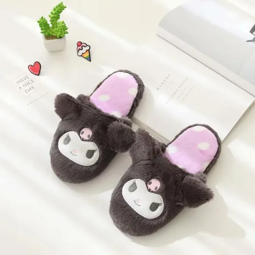 Miniatura 2 de AAOTE Kuromi - Pantuflas de felpa My Melody Cinnamoroll para invierno, talla única, para la mayoría de las pantuflas de dibujos animados suaves