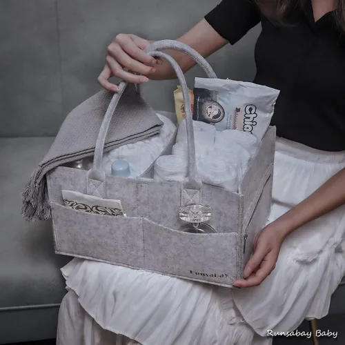 Miniatura 4 de Organizador Caddy de Pañales para Bebé, Cesta de Almacenamiento Portátil de Artículos Esenciales para Bebé para Mesa de Cambio, Cesta para Coche