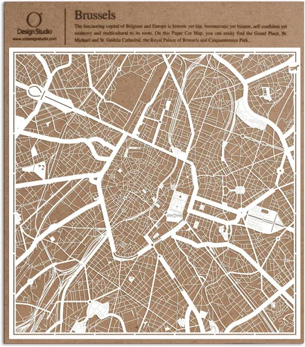 Miniatura 60 de O3 Design Studio Aberdeen - Mapa de papel cortado en papel blanco de 12 x 12 pulgadas