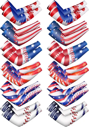Miniatura 11 de 12 pares de mangas de brazo deportivos para niños, mangas de brazo para baloncesto y béisbol, con protección UV, protección solar, refrigeración