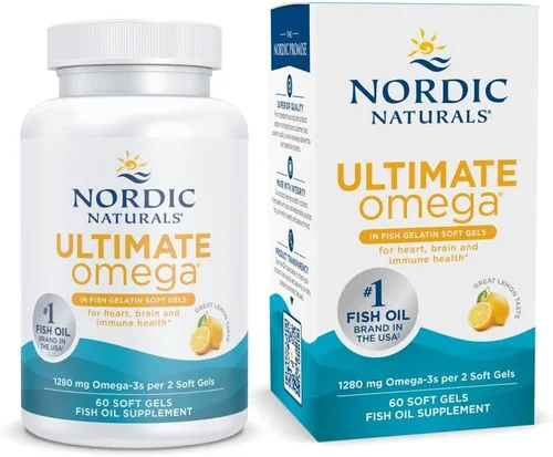 Nordic Naturals Ultimate Omega en gelatina de pescado, sabor a limón, 60 geles suaves, 1280 mg de omega-3, suplemento de aceite de pescado de alta