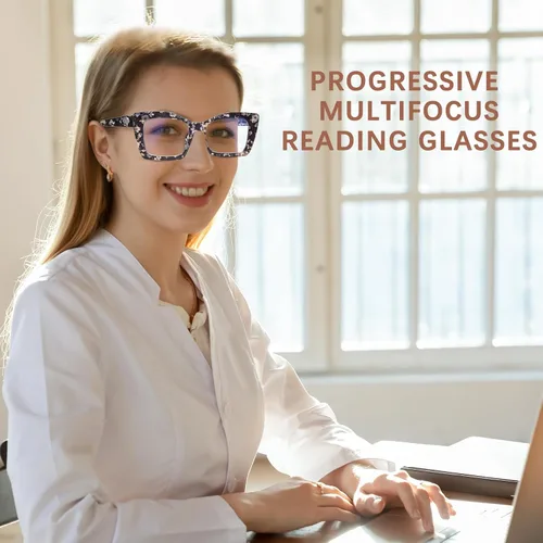 Miniatura 2 de Paquete de 4 lentes de lectura multifocales progresivos para mujeres, estilo Oprah, bloqueo de luz azul, lectores de computadora