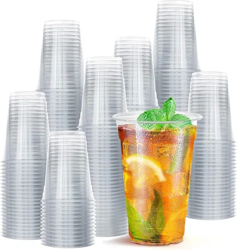 Miniatura 12 de Prestee 100 tazas de café helado desechables transparentes con tapas, 16 onzas, vasos de plástico con tapas sin pajilla, taza duradera