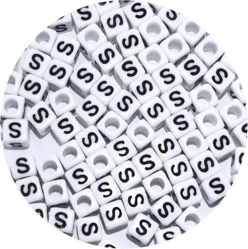 Miniatura 59 de Cuentas cuadradas de letras acrílicas de 0.236 x 0.236 pulgadas, cuentas A del alfabeto para pulseras, joyería, llavero DIY, 100