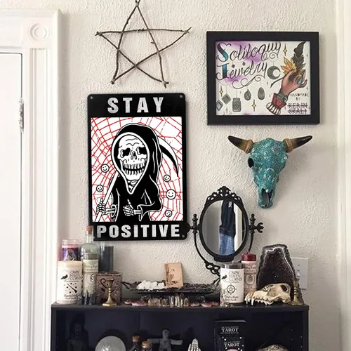 Miniatura 4 de Letrero de calavera para habitación, divertido gótico, decoración de pared espeluznante, decoración del hogar, estética, gótica, decoración