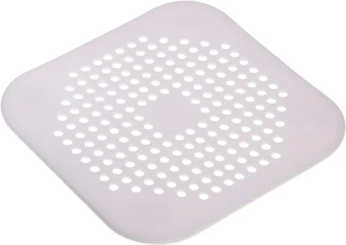 Miniatura 2 de Paquete de 2 atrapasuelos – Cubierta de drenaje cuadrada para ducha, tapón de silicona con ventosas adecuado para baño, bañera y cocina (blanco)