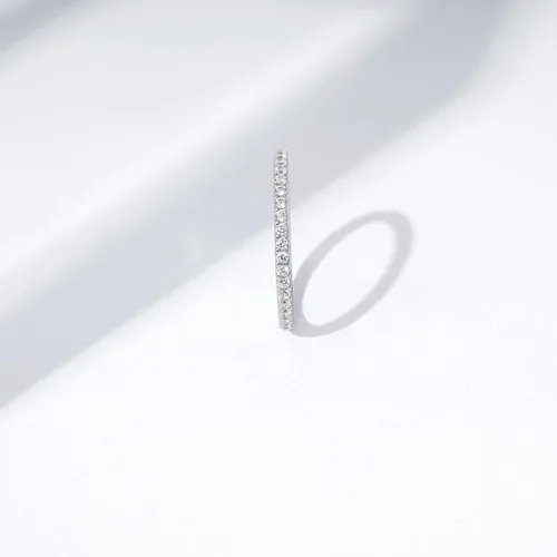 Miniatura 5 de Tienda Essentials Platinum or Gold Plated Sterling Silver All-Around Band Ring set with Round Infinite Elements Cubic Zirconia