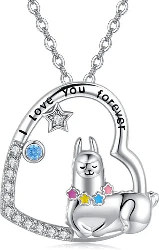 TANGPOET Llama Necklace 925 Sterling Silver Alpaca Llama Pendant Jewelry Gifts for Women Girls with 18"+2" Cable Chain