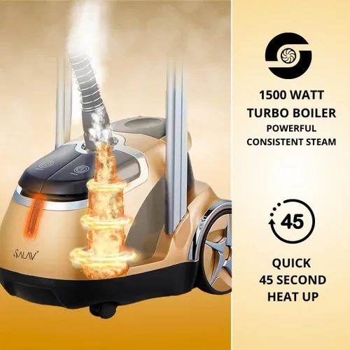 Miniatura 5 de SALAV Vaporizador profesional de ropa de 1500 W con control de pedal Calentamiento rápido de 45 segundos, tanque de 1.8 L, hasta 1 hora de vapor