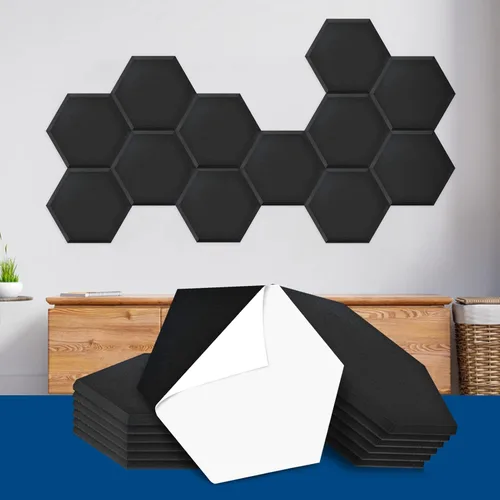 Miniatura 8 de Art3dwallpanels Paquete de 20 paneles acústicos autoadhesivos, paneles de pared insonorizados de 14" X 12" X 0.4", paneles absorbentes de sonido