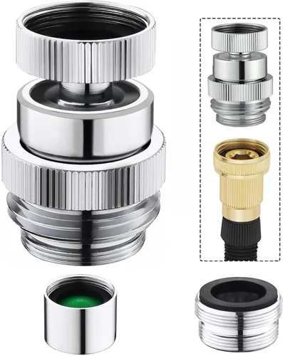 Kit adaptador de grifo para fregadero, adaptador de grifo giratorio de 360 grados a manguera de jardín, adaptador de manguera de jardín de múltiples