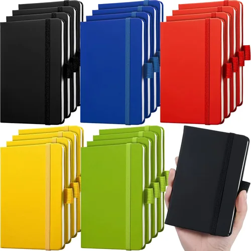 Miniatura 8 de Laumoi Paquete de 20 cuadernos de bolsillo de 3.7 x 5.7 pulgadas, tapa dura, pequeños cuadernos de bolsillo con soporte para bolígrafo, cuaderno