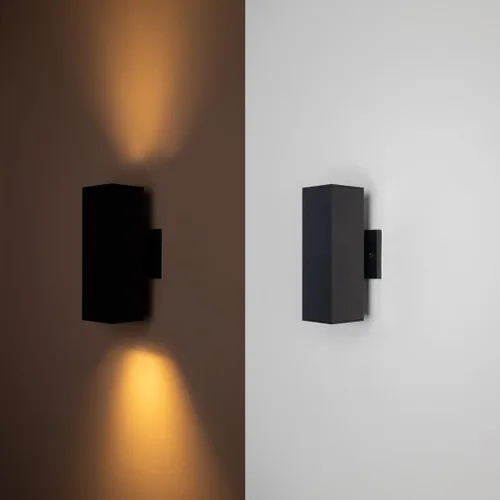 Miniatura 8 de mirrea Moderna luz de porche al aire libre en 2 luces con tubo rectangular de aluminio y cubierta de vidrio templado, aplique de pared impermeable