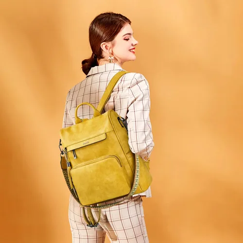 Miniatura 5 de Shrrie - Mochila de cuero antirrobo, mochila de viaje para mujer, bolsa de hombro para mujer