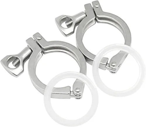 Miniatura 12 de Acero inoxidable 304 Single Pin Heavy Duty Tri Clamp con tuerca de ala para virola TC 1.5 "con 1 unid junta de silicona