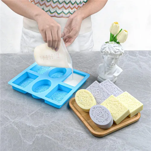 Miniatura 5 de Moldes de jabón para hacer jabón, paquete de 2 moldes de silicona para jabón, molde de jabón hecho a mano, rectangular, ovalado y formas de flores