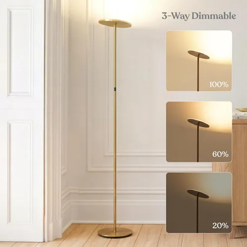 Miniatura 3 de Brightech Lámpara de pie Sky LED, lámpara de pie Torchiere súper brillante para decoración de sala de estar y oficina - lámpara de pie regulable