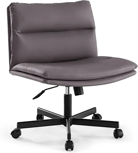 Miniatura 11 de EMIAH Silla cruzada con ruedas, sillas de escritorio de oficina en casa, silla de tocador acolchada de poliuretano, silla ergonómica de computadora