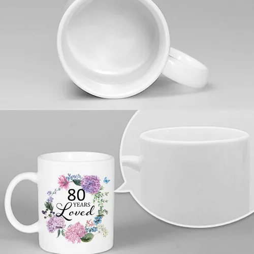 Miniatura 5 de 80 Years Loved - Taza de cerámica blanca con estampado de letras de 11 onzas, regalo de cumpleaños 80 para mujeres