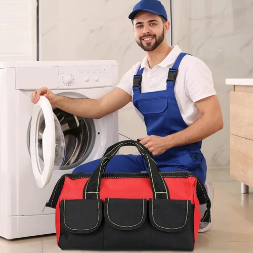 Miniatura 7 de Sanwuta - Paquete de 3 bolsas para herramientas, alta resistencia, fondo rígido impermeable, boca ancha, para electricista, carpintero, mecánico, 13