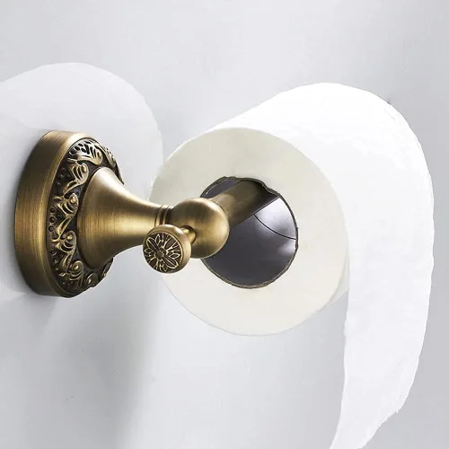 Miniatura 6 de BATHSIR Juego de toalleros de latón antiguo, accesorios de baño ajustables que incluyen soporte para toallas expandible, soporte para papel