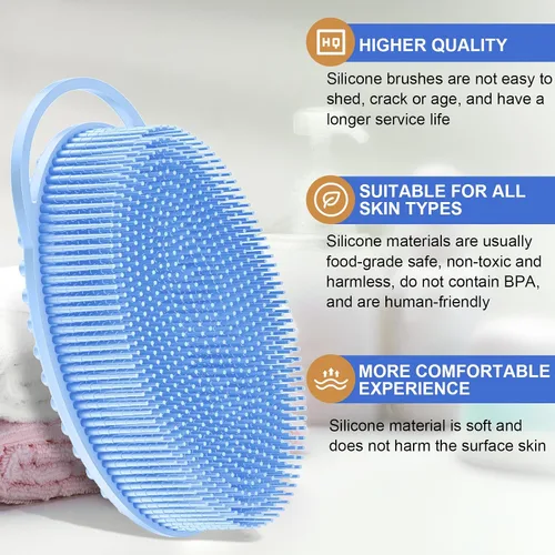 Miniatura 3 de Metene cepillo exfoliante corporal de silicona con asa, cepillo corporal para hombres y mujeres, esponja de silicona para la ducha, silicona suave