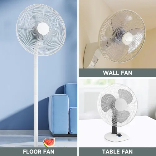 Miniatura 2 de Hoja de ventilador de plástico de 16 pulgadas con cubierta de tuerca, pieza de repuesto de 3 cuchillas para muchos ventiladores de pedestal, de pie