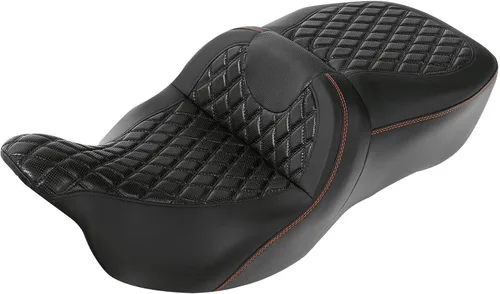 Miniatura 17 de C.C. RIDER Asiento de conductor, piloto y pasajero de una pieza con diamante, asiento de 2 plazas para Harley Touring Road King FLHR, Street Glide