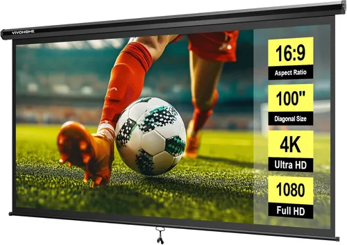 Miniatura 9 de VIVOHOME Pantalla de proyector desplegable 16:9 de 80 pulgadas, pantalla de película retráctil HD 4K para cine en casa y oficina en interiores, Negro