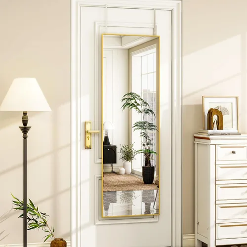 Miniatura 9 de HARRITPURE Espejo rectangular de cuerpo completo de 14 x 48 pulgadas, con marco de aluminio, espejo de pared y tocador inclinado para sala de estar