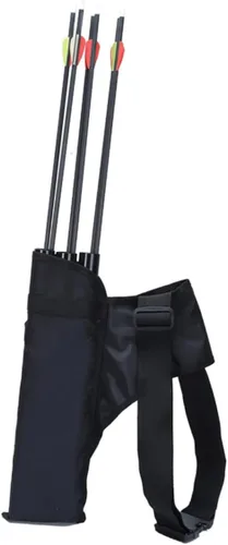 Yardwe Bolsa de cintura de flecha Carcaj Tipo corto Cilindro Arco Flecha Bolsa de cintura única 3 - Negro Bolsa de caza al aire libre Caza Tiro con
