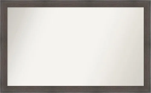 Miniatura 228 de Amanti Art Espejo de pared personalizado no biselado (24 x 27 pulgadas), marco estrecho de nogal chipre - varios tamaños personalizados - Espejo