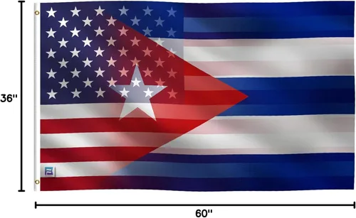 Miniatura 8 de Bandera híbrida cubana americana de 3 x 5 pies: pancarta 100% poliéster, ojales de latón y cabecera de lona fuerte, para uso en exteriores